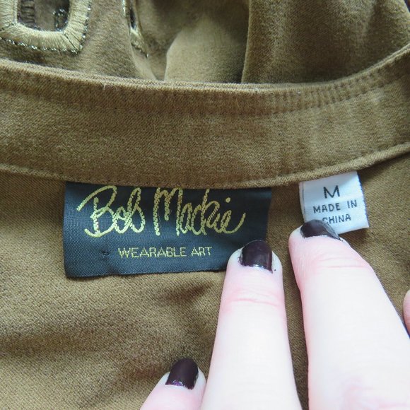 BOB MACKIE Wearable Art Tile Cut Out Mole Skin Zip Front Jacket - Size M - Picture 14 of 14